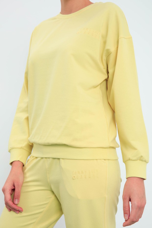 Limon Basic Pamuklu O Yaka Oversize Lastik Paça Kadın Eşofman Takım - 95287 - 8