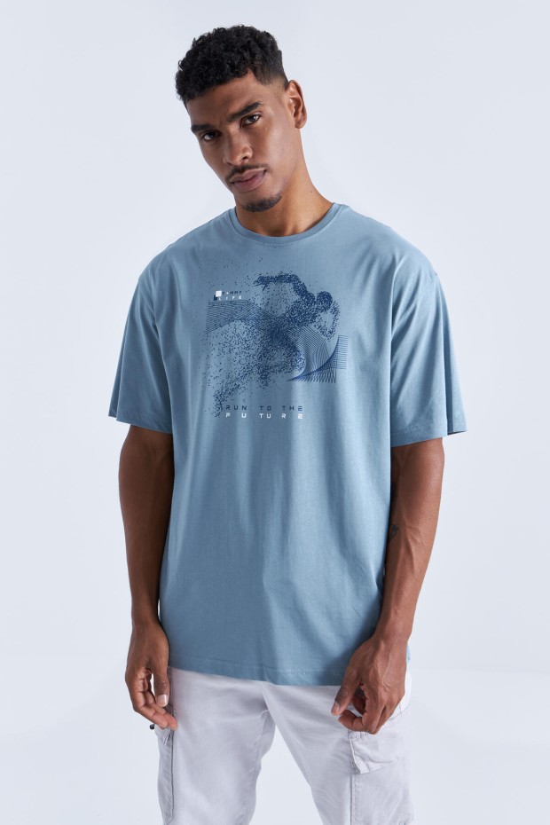 Tommy Life Mint Yeşili Baskı Detaylı O Yaka Erkek Oversize T-Shirt - 88093. 6 Tommy Life Mint Yeşili Baskı Detaylı O Yaka Erkek Oversize T-Shirt - 88093. 6
