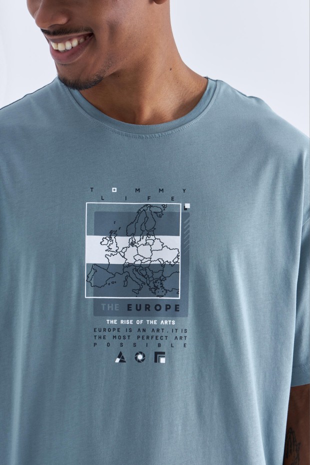 Tommy Life Mint Yeşili Baskı Detaylı O Yaka Erkek Oversize T-Shirt - 88094. 8 Tommy Life Mint Yeşili Baskı Detaylı O Yaka Erkek Oversize T-Shirt - 88094. 8