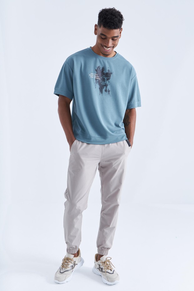Tommy Life Mint Yeşili Baskılı Yazı Nakışlı O Yaka Erkek Oversize T-Shirt - 88105. 3 Tommy Life Mint Yeşili Baskılı Yazı Nakışlı O Yaka Erkek Oversize T-Shirt - 88105. 3