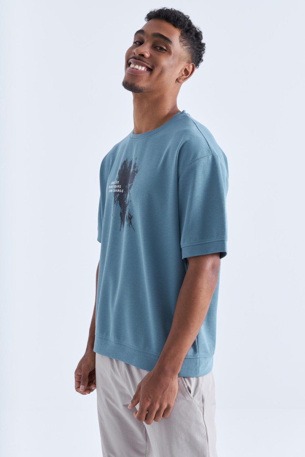 Tommy Life Mint Yeşili Baskılı Yazı Nakışlı O Yaka Erkek Oversize T-Shirt - 88105. 1 Tommy Life Mint Yeşili Baskılı Yazı Nakışlı O Yaka Erkek Oversize T-Shirt - 88105. 1