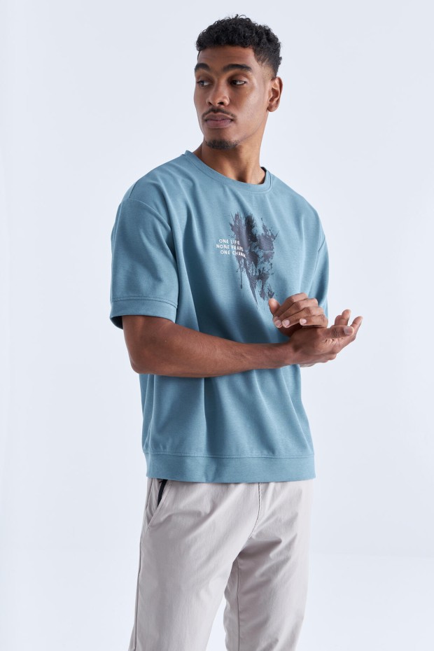 Tommy Life Mint Yeşili Baskılı Yazı Nakışlı O Yaka Erkek Oversize T-Shirt - 88105. 7 Tommy Life Mint Yeşili Baskılı Yazı Nakışlı O Yaka Erkek Oversize T-Shirt - 88105. 7