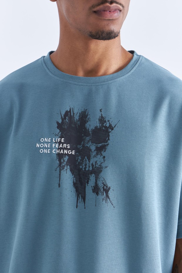 Tommy Life Mint Yeşili Baskılı Yazı Nakışlı O Yaka Erkek Oversize T-Shirt - 88105. 4 Tommy Life Mint Yeşili Baskılı Yazı Nakışlı O Yaka Erkek Oversize T-Shirt - 88105. 4