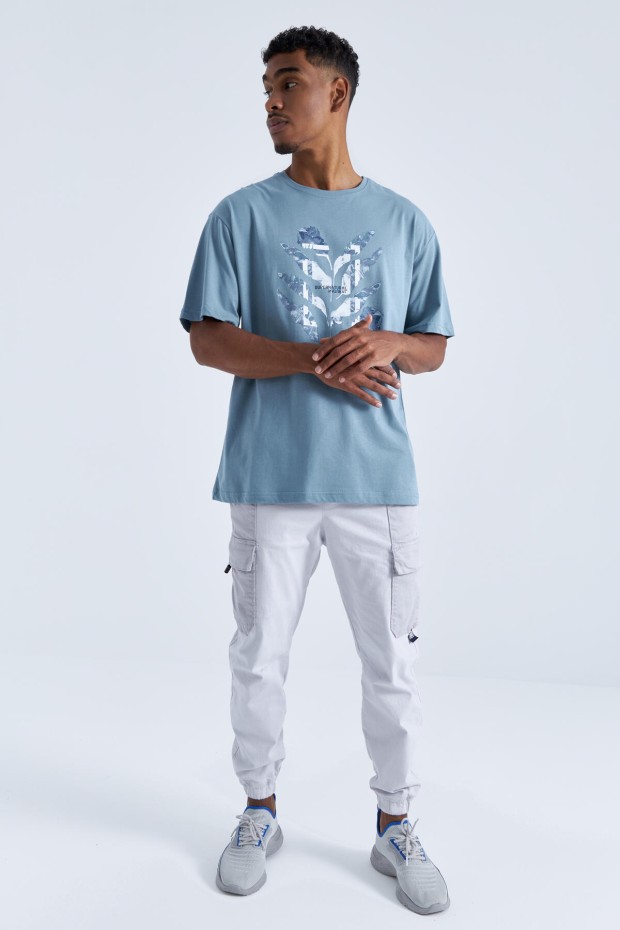 Tommy Life Mint Yeşili Büyük Baskılı O Yaka Erkek Oversize T-Shirt - 88092. 8