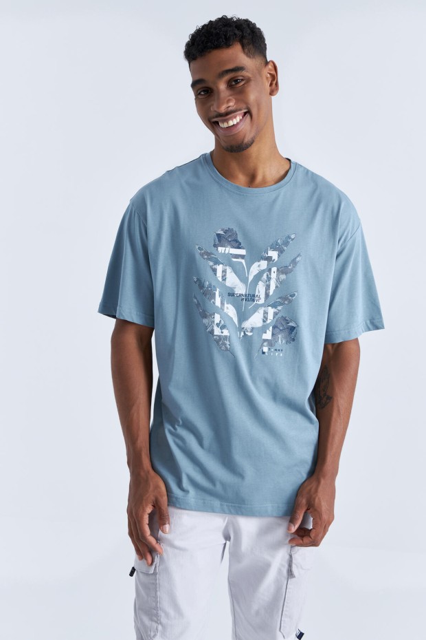 Tommy Life Mint Yeşili Büyük Baskılı O Yaka Erkek Oversize T-Shirt - 88092. 6 Tommy Life Mint Yeşili Büyük Baskılı O Yaka Erkek Oversize T-Shirt - 88092. 6