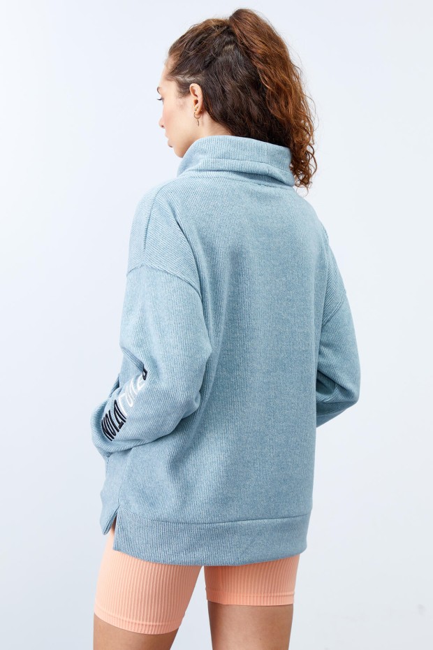 Tommy Life Mint Yeşili Büzgülü Bağcıklı Yaka Nakışlı Selanik Triko Kadın Oversize Sweatshirt - 97197. 4 Tommy Life Mint Yeşili Büzgülü Bağcıklı Yaka Nakışlı Selanik Triko Kadın Oversize Sweatshirt - 97197. 4