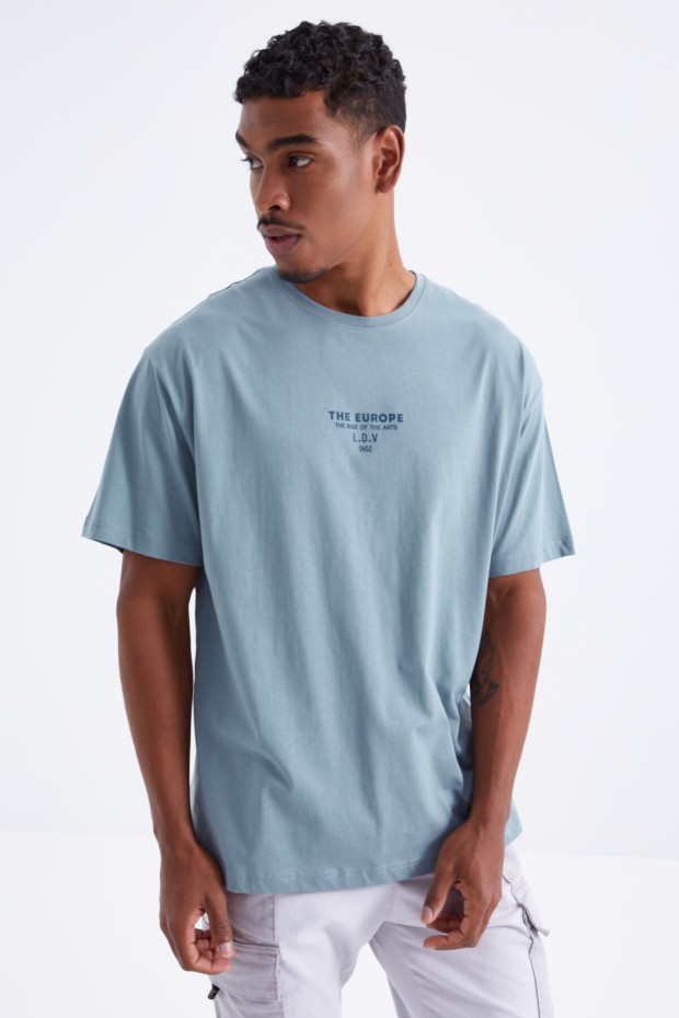 Tommy Life Mint Yeşili Sırt Baskılı O Yaka Erkek Oversize T-Shirt - 88091. 6