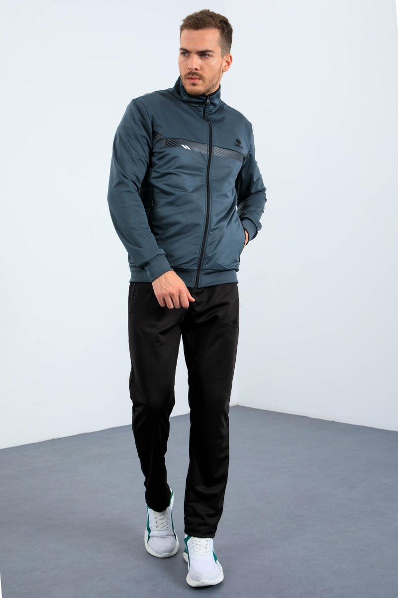 Tommy Life Orman Yeşil - Siyah Dik Yaka Fermuarlı Standart Kalıp Erkek Eşofman Takımı - 85163. 3 Tommy Life Orman Yeşil - Siyah Dik Yaka Fermuarlı Standart Kalıp Erkek Eşofman Takımı - 85163. 3