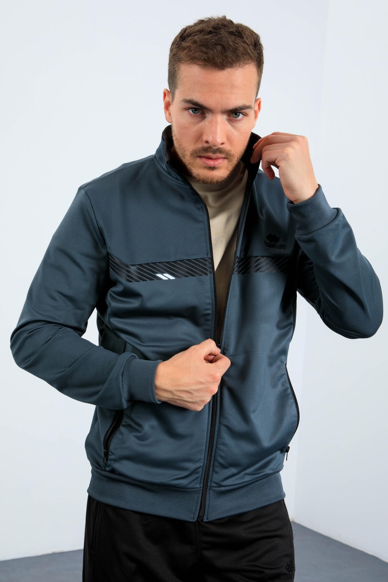 Tommy Life Orman Yeşil - Siyah Dik Yaka Fermuarlı Standart Kalıp Erkek Eşofman Takımı - 85163. 6 Tommy Life Orman Yeşil - Siyah Dik Yaka Fermuarlı Standart Kalıp Erkek Eşofman Takımı - 85163. 6