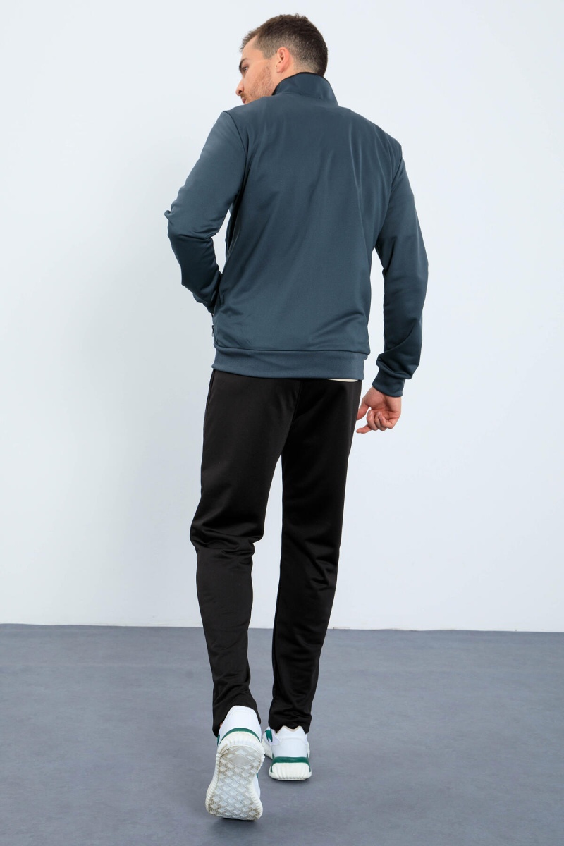 Tommy Life Orman Yeşil - Siyah Dik Yaka Fermuarlı Standart Kalıp Erkek Eşofman Takımı - 85163. 5 Tommy Life Orman Yeşil - Siyah Dik Yaka Fermuarlı Standart Kalıp Erkek Eşofman Takımı - 85163. 5