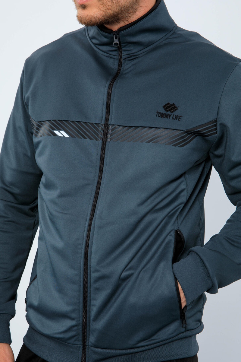 Tommy Life Orman Yeşil - Siyah Dik Yaka Fermuarlı Standart Kalıp Erkek Eşofman Takımı - 85163. 4 Tommy Life Orman Yeşil - Siyah Dik Yaka Fermuarlı Standart Kalıp Erkek Eşofman Takımı - 85163. 4