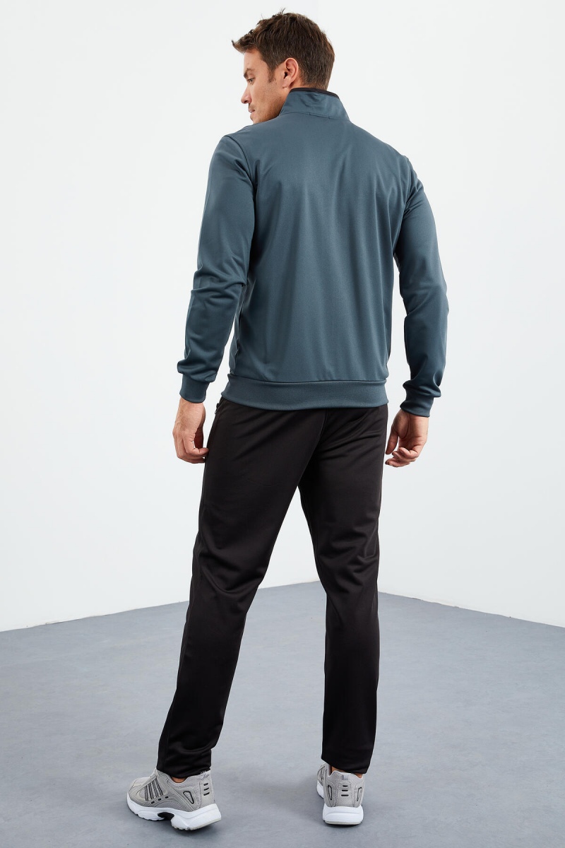 Tommy Life Orman Yeşil - Siyah Dik Yaka Fermuarlı Standart Kalıp Klasik Paça Erkek Eşofman Takımı - 85162. 7 Tommy Life Orman Yeşil - Siyah Dik Yaka Fermuarlı Standart Kalıp Klasik Paça Erkek Eşofman Takımı - 85162. 7