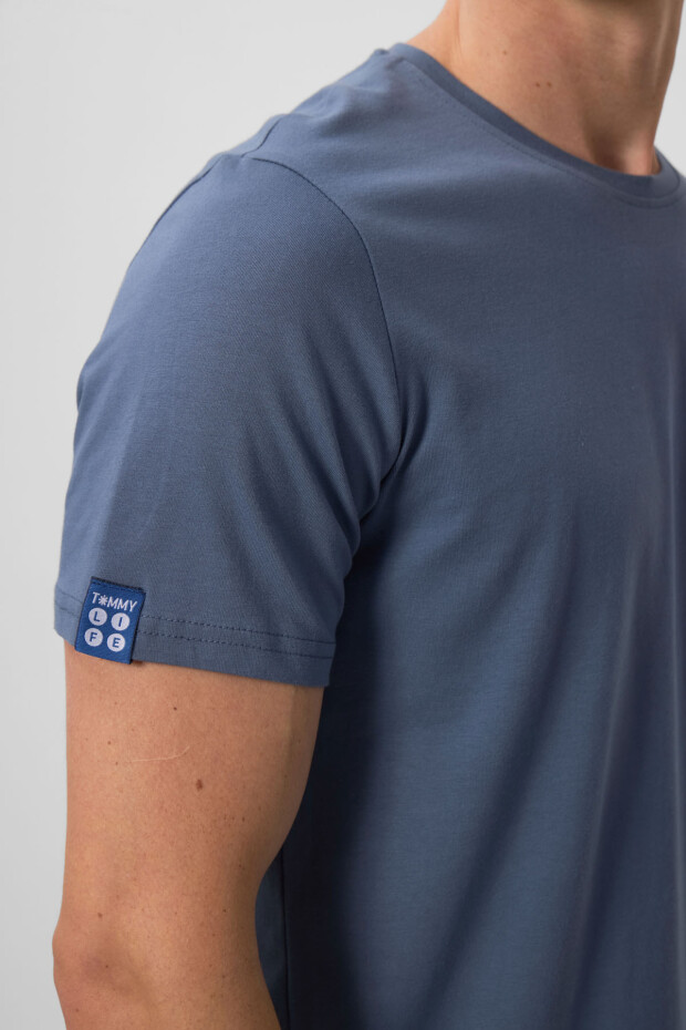 Petrol Erkek Basic Kısa Kol Standart Kalıp O Yaka T-shirt - 87911 - 3