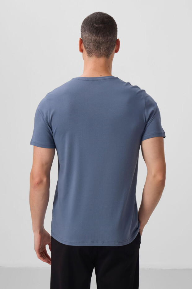 Petrol Erkek Basic Kısa Kol Standart Kalıp O Yaka T-shirt - 87911 - 5