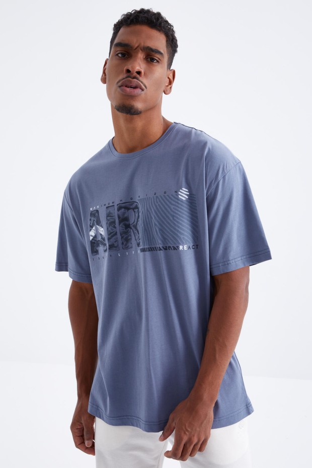 Tommy Life Petrol Air Baskılı O Yaka Erkek Oversize T-Shirt - 88097. 1 Tommy Life Petrol Air Baskılı O Yaka Erkek Oversize T-Shirt - 88097. 1