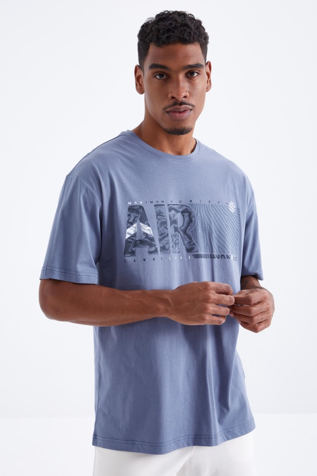 Tommy Life Petrol Air Baskılı O Yaka Erkek Oversize T-Shirt - 88097. 7 Tommy Life Petrol Air Baskılı O Yaka Erkek Oversize T-Shirt - 88097. 7