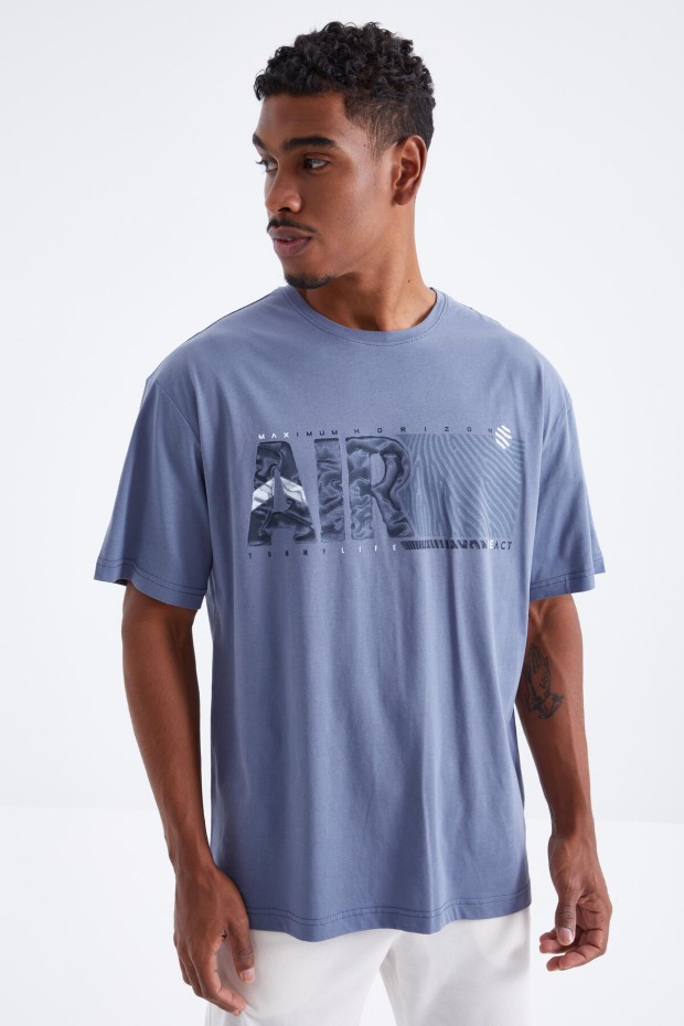 Tommy Life Petrol Air Baskılı O Yaka Erkek Oversize T-Shirt - 88097. 6 Tommy Life Petrol Air Baskılı O Yaka Erkek Oversize T-Shirt - 88097. 6
