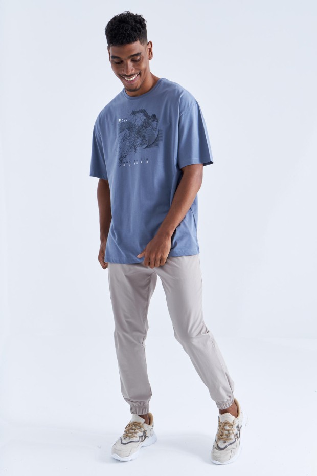 Tommy Life Petrol Baskı Detaylı O Yaka Erkek Oversize T-Shirt - 88093. 2 Tommy Life Petrol Baskı Detaylı O Yaka Erkek Oversize T-Shirt - 88093. 2