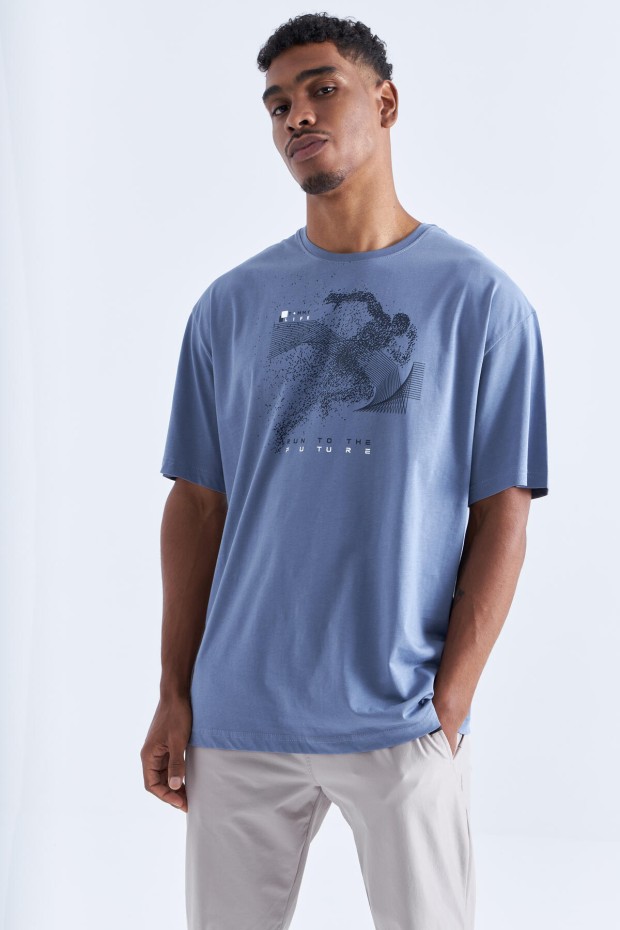 Tommy Life Petrol Baskı Detaylı O Yaka Erkek Oversize T-Shirt - 88093. 3 Tommy Life Petrol Baskı Detaylı O Yaka Erkek Oversize T-Shirt - 88093. 3