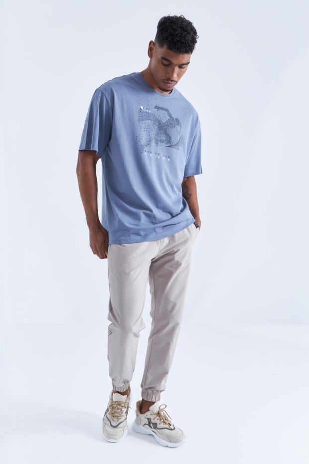 Tommy Life Petrol Baskı Detaylı O Yaka Erkek Oversize T-Shirt - 88093. 4 Tommy Life Petrol Baskı Detaylı O Yaka Erkek Oversize T-Shirt - 88093. 4