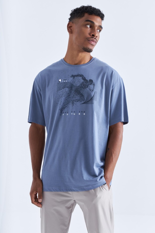 Tommy Life Petrol Baskı Detaylı O Yaka Erkek Oversize T-Shirt - 88093. 5 Tommy Life Petrol Baskı Detaylı O Yaka Erkek Oversize T-Shirt - 88093. 5