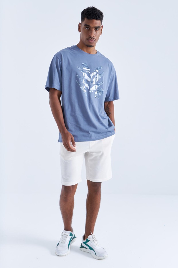 Tommy Life Petrol Büyük Baskılı O Yaka Erkek Oversize T-Shirt - 88092. 2 Tommy Life Petrol Büyük Baskılı O Yaka Erkek Oversize T-Shirt - 88092. 2
