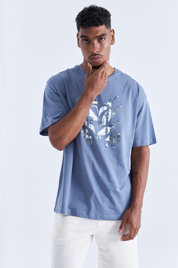 Tommy Life Petrol Büyük Baskılı O Yaka Erkek Oversize T-Shirt - 88092. 1 Tommy Life Petrol Büyük Baskılı O Yaka Erkek Oversize T-Shirt - 88092. 1