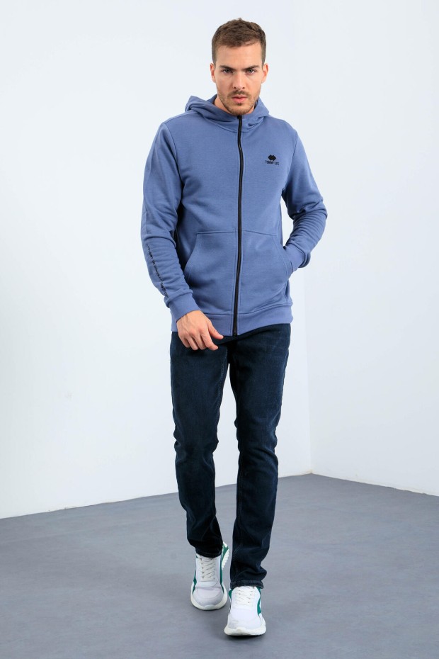 Tommy Life Petrol Basic Kapüşonlu Rahat Form Nakış Detaylı Fermuarlı Erkek Sweatshirt - 88035. 4 Tommy Life Petrol Basic Kapüşonlu Rahat Form Nakış Detaylı Fermuarlı Erkek Sweatshirt - 88035. 4