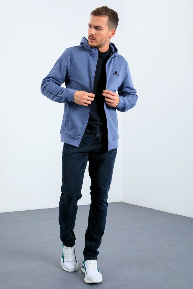Tommy Life Petrol Basic Kapüşonlu Rahat Form Nakış Detaylı Fermuarlı Erkek Sweatshirt - 88035. 5 Tommy Life Petrol Basic Kapüşonlu Rahat Form Nakış Detaylı Fermuarlı Erkek Sweatshirt - 88035. 5