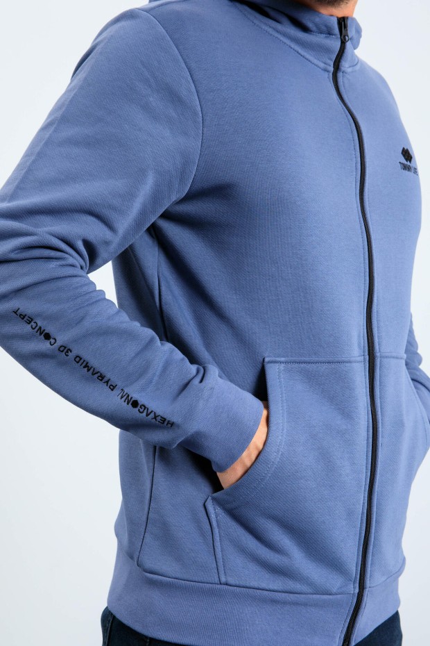 Tommy Life Petrol Basic Kapüşonlu Rahat Form Nakış Detaylı Fermuarlı Erkek Sweatshirt - 88035. 7 Tommy Life Petrol Basic Kapüşonlu Rahat Form Nakış Detaylı Fermuarlı Erkek Sweatshirt - 88035. 7
