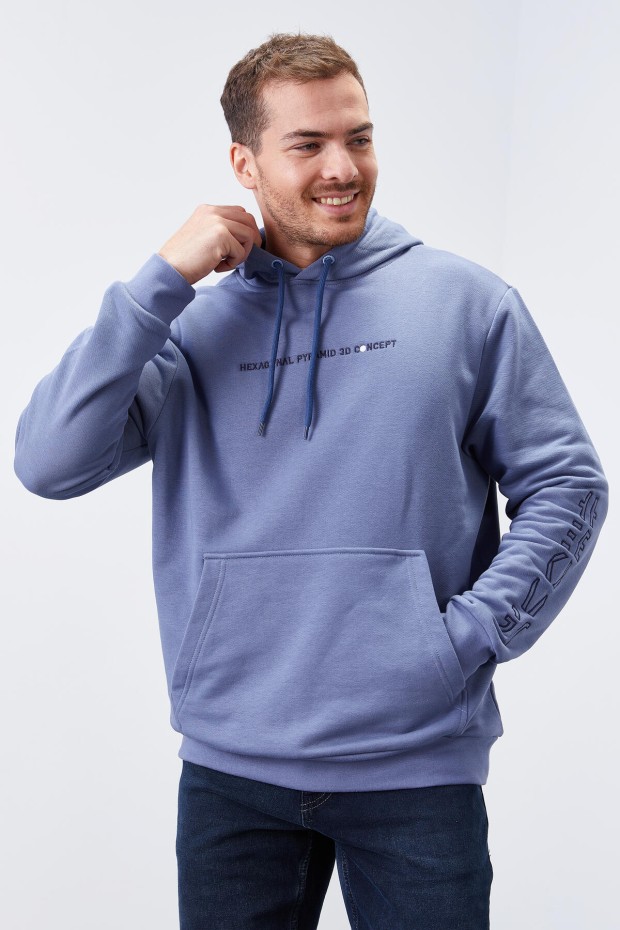 Tommy Life Petrol Kol Baskılı Kapüşonlu Rahat Form Erkek Sweatshirt - 88038. 1 Tommy Life Petrol Kol Baskılı Kapüşonlu Rahat Form Erkek Sweatshirt - 88038. 1
