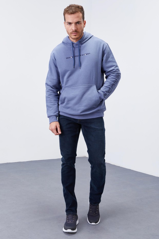 Tommy Life Petrol Kol Baskılı Kapüşonlu Rahat Form Erkek Sweatshirt - 88038. 4 Tommy Life Petrol Kol Baskılı Kapüşonlu Rahat Form Erkek Sweatshirt - 88038. 4