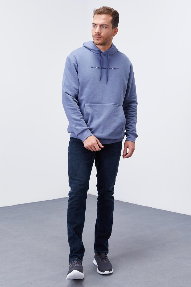 Tommy Life Petrol Kol Baskılı Kapüşonlu Rahat Form Erkek Sweatshirt - 88038. 8 Tommy Life Petrol Kol Baskılı Kapüşonlu Rahat Form Erkek Sweatshirt - 88038. 8