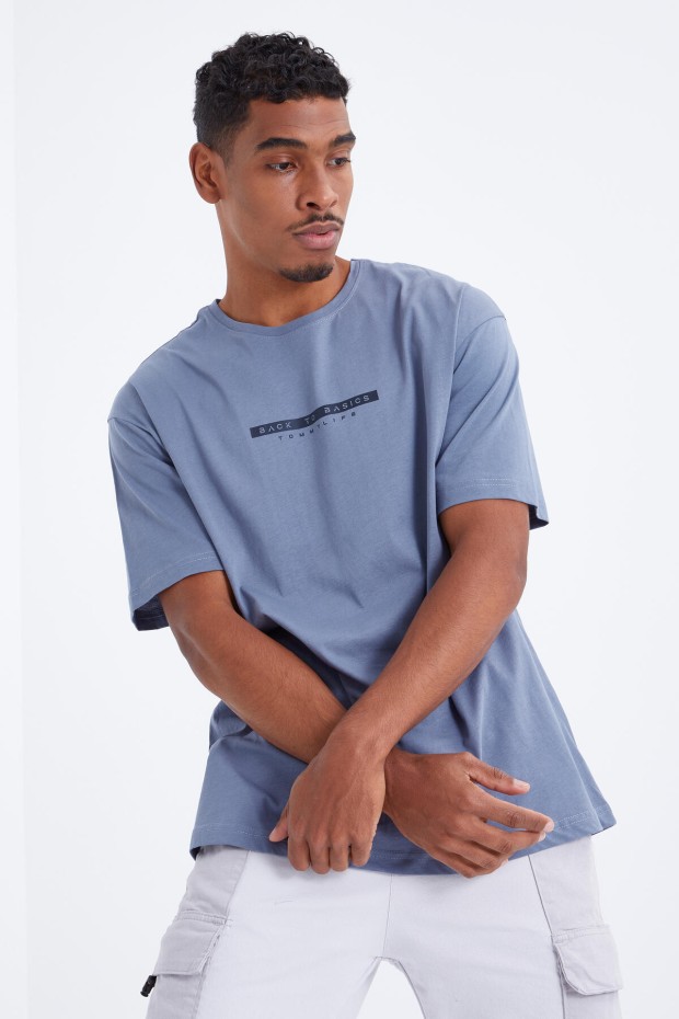 Tommy Life Petrol Sırtı Yazı Baskılı O Yaka Erkek Oversize T-Shirt - 88100. 5 Tommy Life Petrol Sırtı Yazı Baskılı O Yaka Erkek Oversize T-Shirt - 88100. 5
