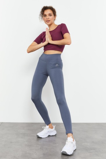 Petrol Yüksek Bel Toparlayıcı Slim Fit Dar Paça Kadın Tayt - 94011 