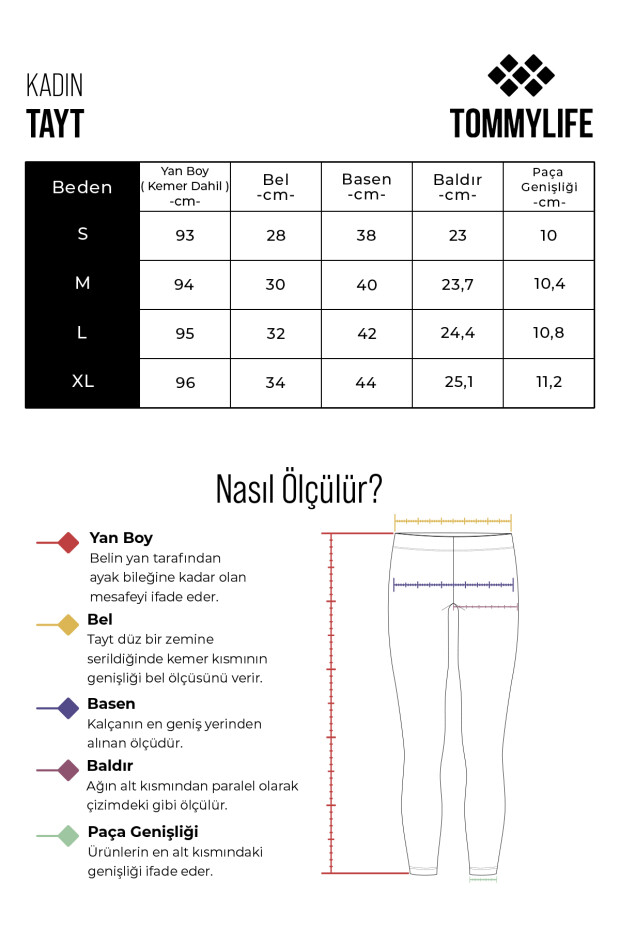 Pudra Yüksek Bel Streç Slim Fit Dar Paça Kadın Tayt - 94545 - 9