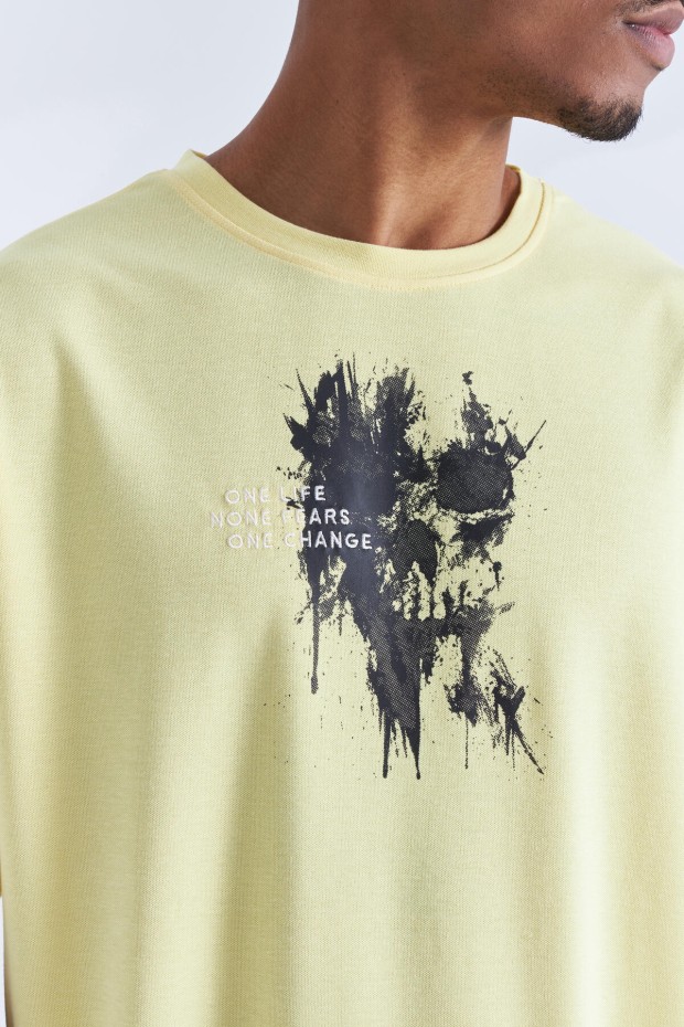 Tommy Life Sarı Baskılı Yazı Nakışlı O Yaka Erkek Oversize T-Shirt - 88105. 8 Tommy Life Sarı Baskılı Yazı Nakışlı O Yaka Erkek Oversize T-Shirt - 88105. 8