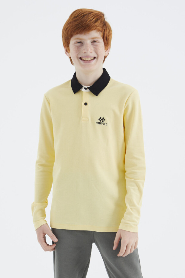 Sarı Polo Yaka Basic Erkek Çocuk T-Shirt - 11171 - 1
