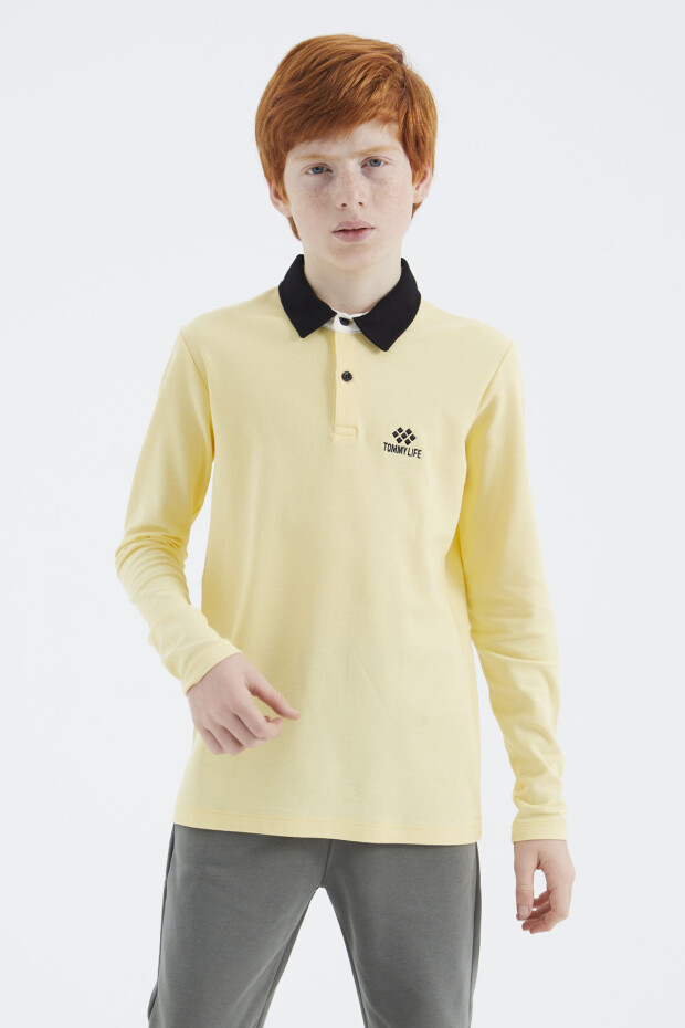 Sarı Polo Yaka Basic Erkek Çocuk T-Shirt - 11171 - 2