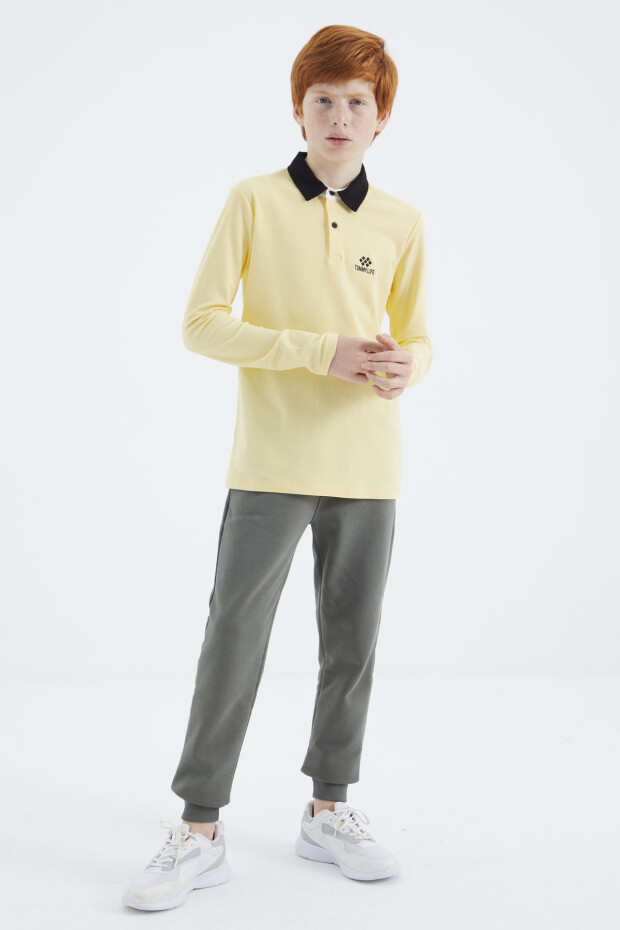 Sarı Polo Yaka Basic Erkek Çocuk T-Shirt - 11171 - 5