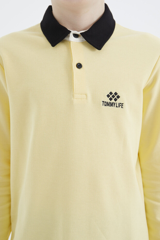 Sarı Polo Yaka Basic Erkek Çocuk T-Shirt - 11171 - 6