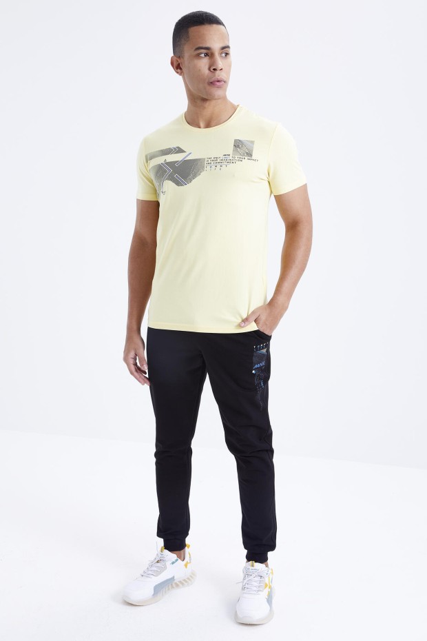 Tommy Life Sarı - Siyah Baskı Detaylı O Yaka Standart Kalıp Manşetli Erkek Eşofman Takım - 85174. 1 Tommy Life Sarı - Siyah Baskı Detaylı O Yaka Standart Kalıp Manşetli Erkek Eşofman Takım - 85174. 1