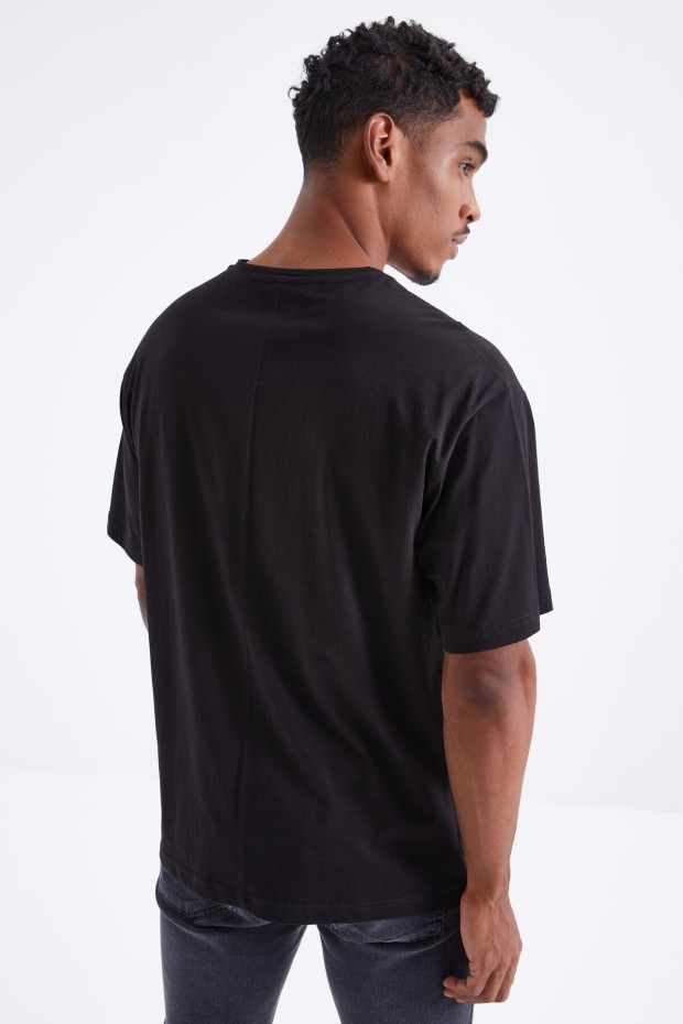 Tommy Life Siyah Air Baskılı O Yaka Erkek Oversize T-Shirt - 88097. 4 Tommy Life Siyah Air Baskılı O Yaka Erkek Oversize T-Shirt - 88097. 4
