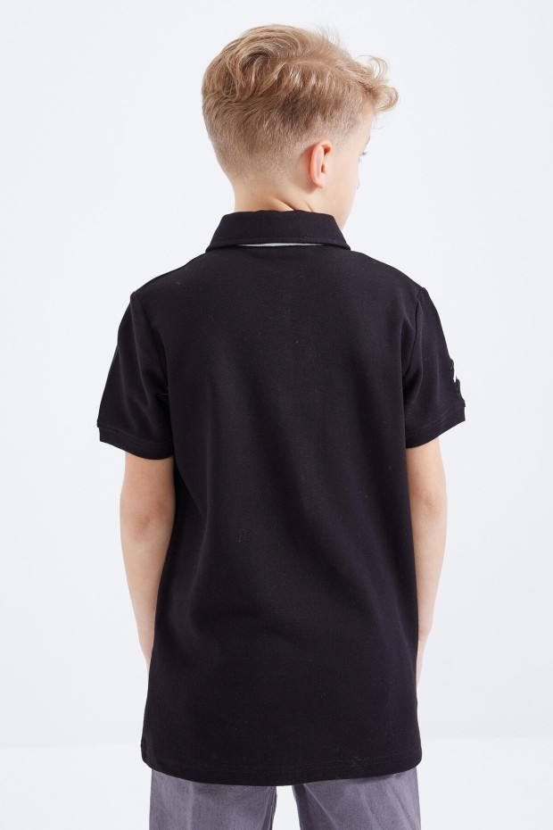 Tommy Life Siyah Air Yazılı Standart Kalıp Polo Yaka Erkek Çocuk T-Shirt - 10894. 4
