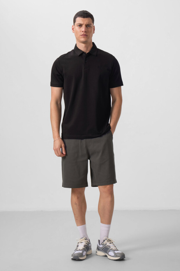 Siyah Standart Kalıp Basic Polo Yaka Erkek T-Shirt - 87768 - 2