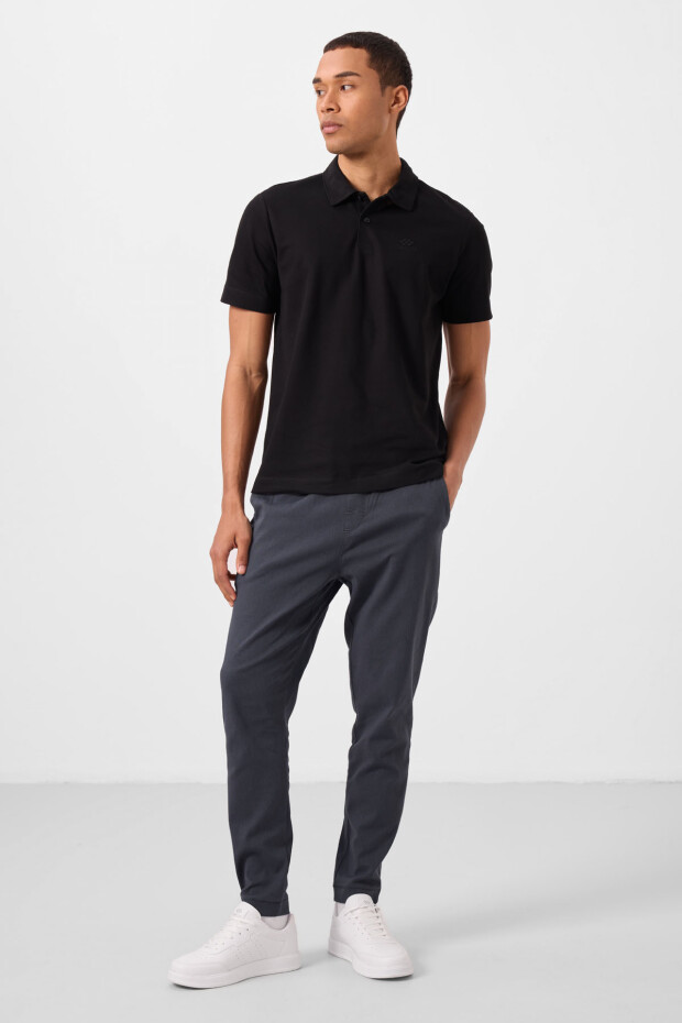 Siyah Standart Kalıp Basic Polo Yaka Erkek T-Shirt - 87748 - 2