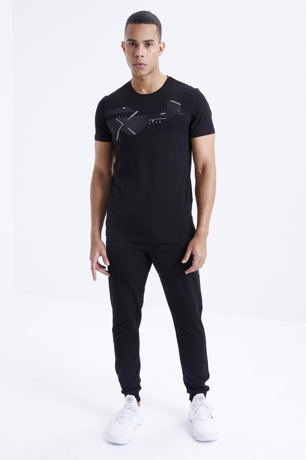 Tommy Life Siyah Baskı Detaylı O Yaka Standart Kalıp Manşetli Erkek Eşofman Takım - 85174. 1 Tommy Life Siyah Baskı Detaylı O Yaka Standart Kalıp Manşetli Erkek Eşofman Takım - 85174. 1