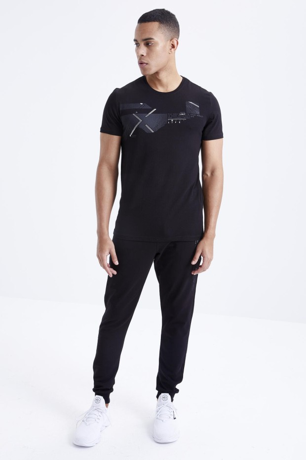 Tommy Life Siyah Baskı Detaylı O Yaka Standart Kalıp Manşetli Erkek Eşofman Takım - 85174. 7 Tommy Life Siyah Baskı Detaylı O Yaka Standart Kalıp Manşetli Erkek Eşofman Takım - 85174. 7