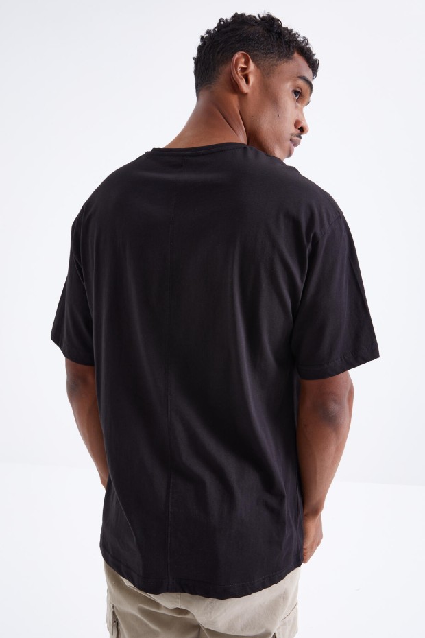 Tommy Life Siyah Baskılı O Yaka Erkek Oversize T-Shirt - 88098. 7 Tommy Life Siyah Baskılı O Yaka Erkek Oversize T-Shirt - 88098. 7