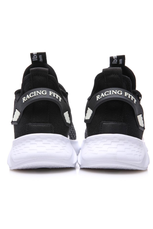 Tommy Life Siyah - Beyaz Lastik Bağcıklı Çizgi Detaylı Yüksek Taban Erkek Spor Ayakkabı - 89067. 6